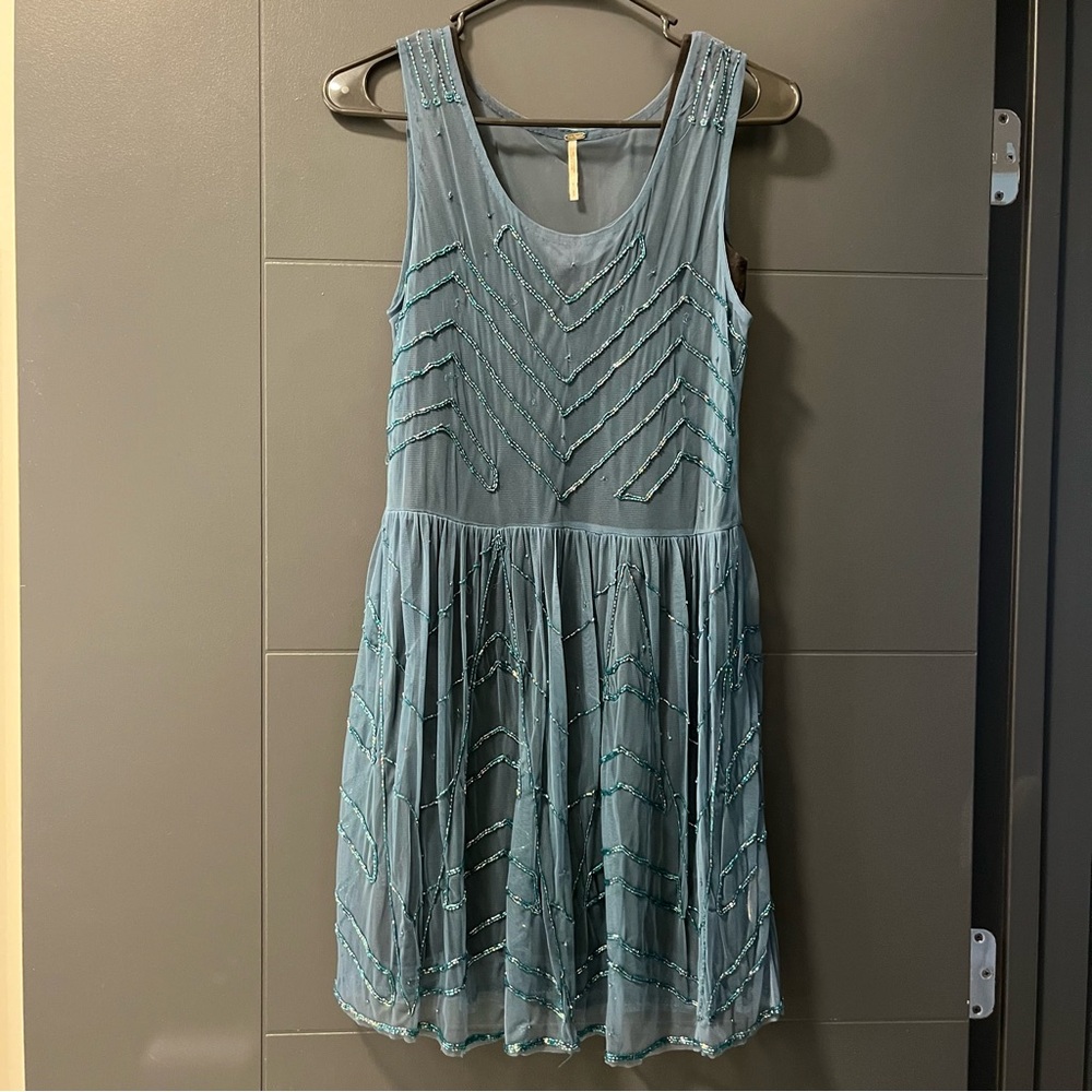 Free People Mesh Beaded Slip Dress